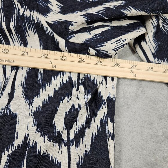 CJ Banks Blazer Womens 2X Blue White Ikat Open Front Ruffle Trim Preppy Jacket - Picture 8 of 9